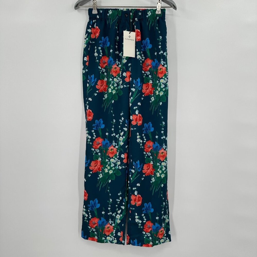 Tuckernuck Jade Blooms Farris Pants sz S Ankle Length Elastic Waist NWT Floral